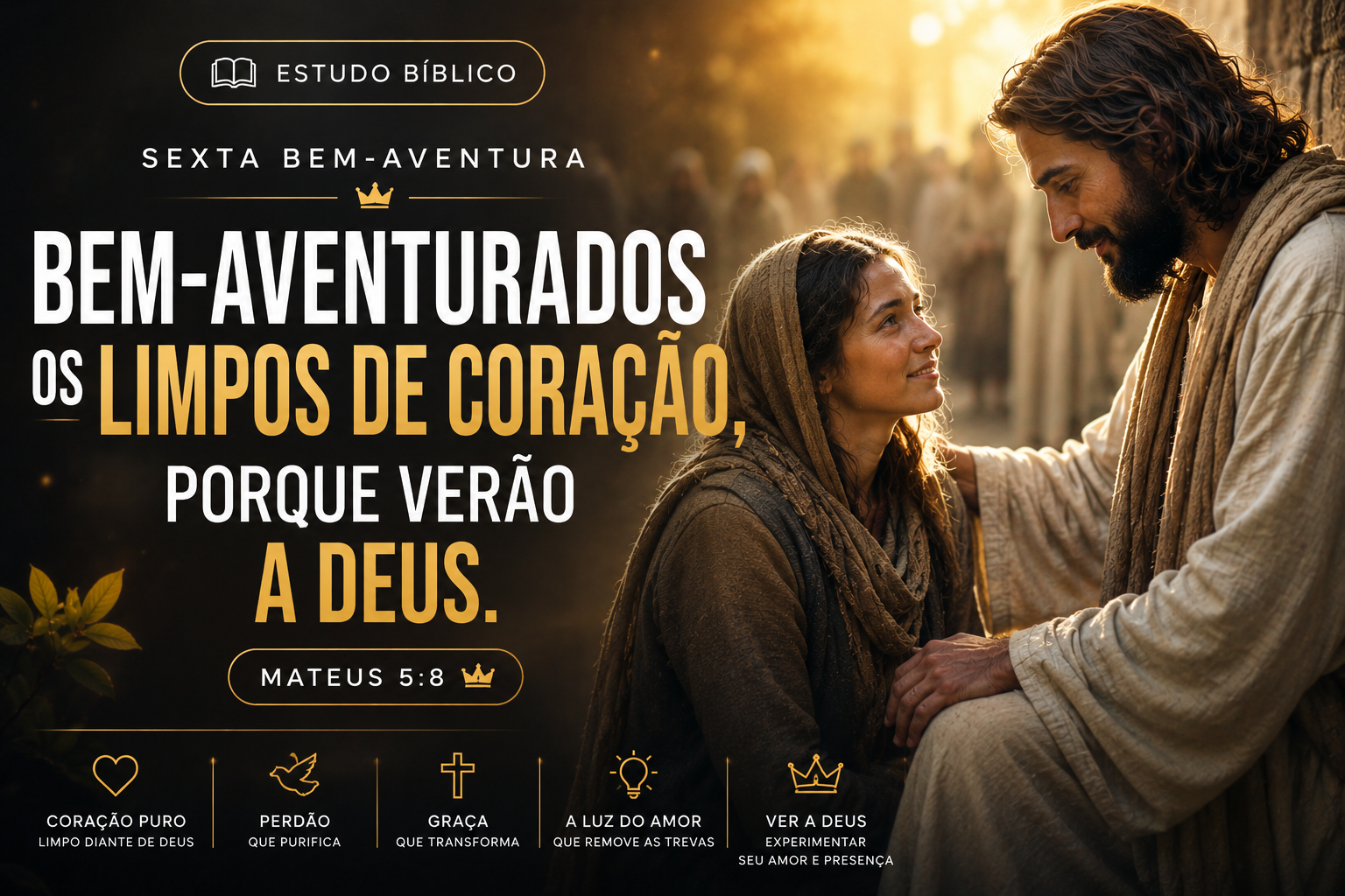 Sexta bem-aventurança: Bem-aventurados os limpos de coração, porque verão a Deus — Mateus 5:8